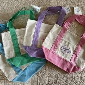 BUNDLE OF 4 BAGS **Limited Edition** Trader Joe’s Mini Pastel Canvas Tote Bag